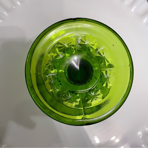 Green LE Smith Moon and Stars Champagne Coupe Sherbet Votive Glass Vintage L.E. - Picture 7 of 10